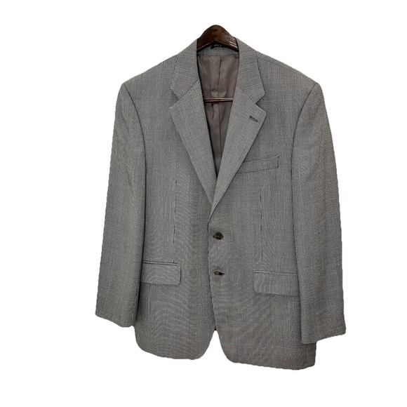 Lauren Ralph Lauren Mens Grey Micro Check Two Button Sport Coat Blazer 42R